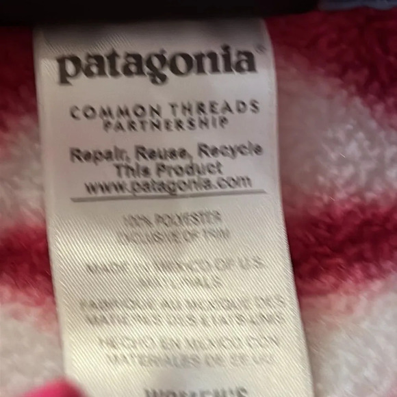 Patagonia sz M shibori style tie dye pink RARE great pre owned cond Synchilla - Picture 6 of 6